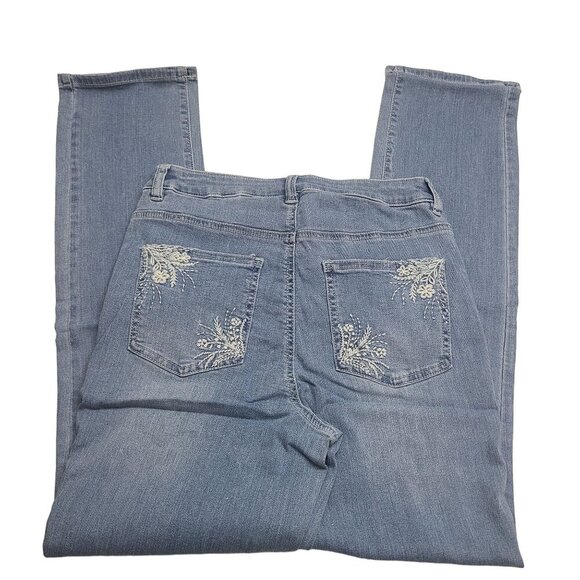 Belle By Kim Gravel Womens Light Wash Denim Embroidered Pocket Jeans Size 4T - Picture 2 of 7